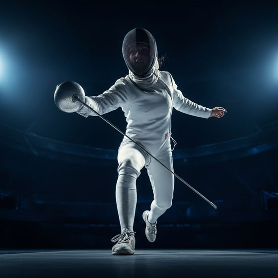 Atleta di spada durante un assalto - Accademia Scherma San Marco